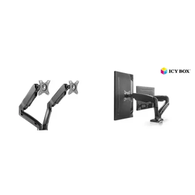 ICY BOX IB-MS304-T, Monitor stand with desk mounted base, for two screens, size up to 27''  |  Raidsonic