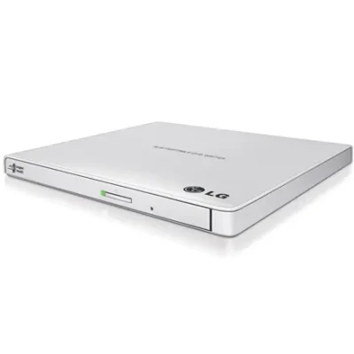 H.L Data Storage  |  Ultra Slim Portable DVD-Writer  |  GP57EW40  |  Interface USB 2.0  |  DVD±R / RW  |  CD read speed 24 x  |  CD write speed 24 x  |  White  |  Desktop / Notebook