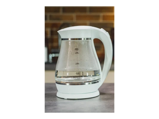 Adler  |  Kettle  |  AD 1274  |  Electric  |  2200 W  |  1.7 L  |  Polypropylene / Glass  |  360° rotational base  |  White
