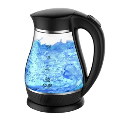 Adler  |  Kettle  |  AD 1274  |  Standard  |  2200 W  |  1.7 L  |  Plastic / Glass  |  360° rotational base  |  Black /  transparent