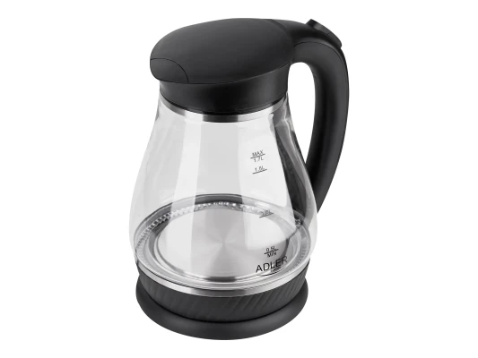 Adler  |  Kettle  |  AD 1274  |  Standard  |  2200 W  |  1.7 L  |  Plastic / Glass  |  360° rotational base  |  Black /  transparent