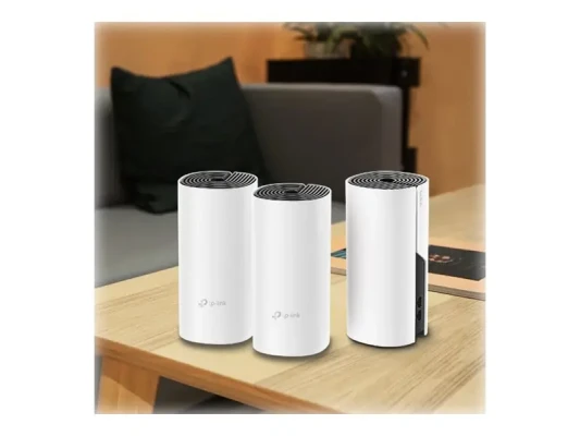 Whole Home Mesh WiFi System  |  Deco M4 (3-Pack)  |  802.11ac  |  300+867 Mbit / s  |  10 / 100 / 1000 Mbit / s  |  Ethernet LAN (RJ-45) ports 2  |  Mesh Support Yes  |  MU-MiMO Yes  |  No mobile broadband  |  Antenna type 2xInternal  |  No