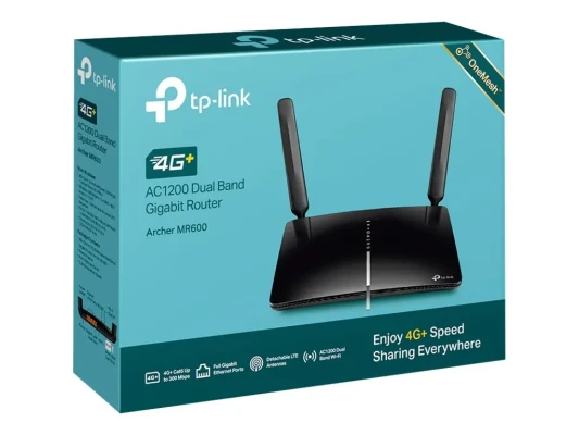 4G+ LTE Router  |  Archer MR600  |  802.11ac  |  300+867 Mbit / s  |  10 / 100 / 1000 Mbit / s  |  Ethernet LAN (RJ-45) ports 3  |  Mesh Support No  |  MU-MiMO No  |  4G  |  Antenna type 2xDetachable