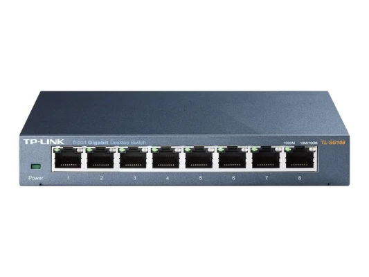TP-LINK  |  Switch  |  TL-SG108  |  Unmanaged  |  Desktop  |  Gigabit Ethernet (copper) ports quantity 8  |  Power supply type External  |  36 month(s)