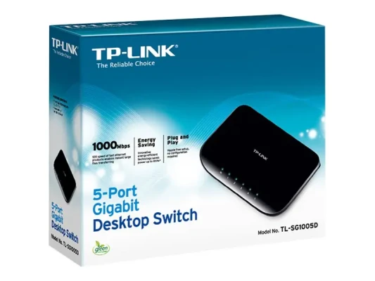 TP-LINK  |  Switch  |  TL-SG1005D  |  Unmanaged  |  Desktop  |  Gigabit Ethernet (copper) ports quantity 5  |  Power supply type External  |  36 month(s)