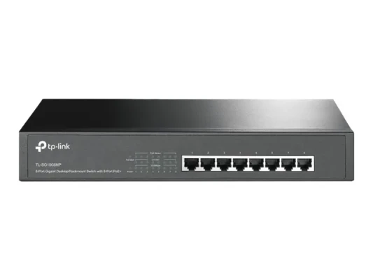 TP-LINK  |  Switch  |  TL-SG1008MP  |  Unmanaged  |  Desktop / Rackmountable  |  Gigabit Ethernet (copper) ports quantity 8  |  PoE+ ports quantity 8  |  Power supply type Single  |  36 month(s)