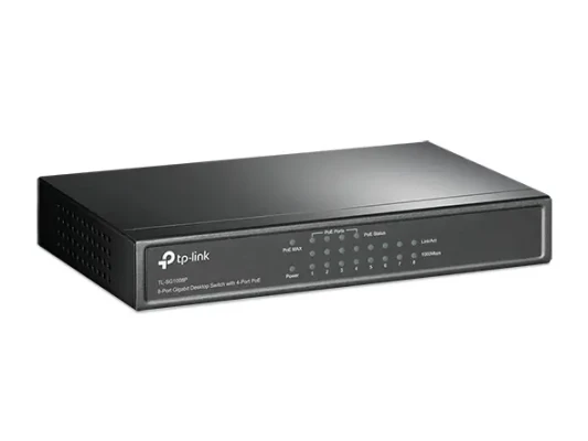 TP-LINK  |  Switch  |  TL-SG1008P  |  Unmanaged  |  Desktop  |  Gigabit Ethernet (copper) ports quantity 8  |  Power over Ethernet (PoE) ports quantity 4  |  Power supply type External  |  36 month(s)