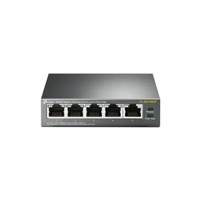 TP-LINK  |  Slēdzis  |  TL-SG1005P  |  Nevadāms  |  Galda  |  Gigabita Ethernet (vara) portu skaits 5  |  Barošana pa Ethernet (PoE) portu skaits 4  |  Barošanas avota veids Ārējais  |  36 mēneši