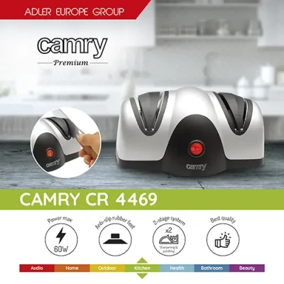 Camry  |  Knife sharpener  |  CR 4469  |  Electric  |  Black / Silver  |  60 W  |  2
