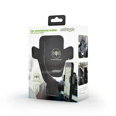 EnerGenie  |  EG-TA-CHAV-QI10-01  |  Car smartphone holder with wireless charger  |  Built-in charger  |  Universal smartphone car holder with built-in wireless Qi fast charger, 10 W fast wireless Qi charging function to charge your phone while driving, P
