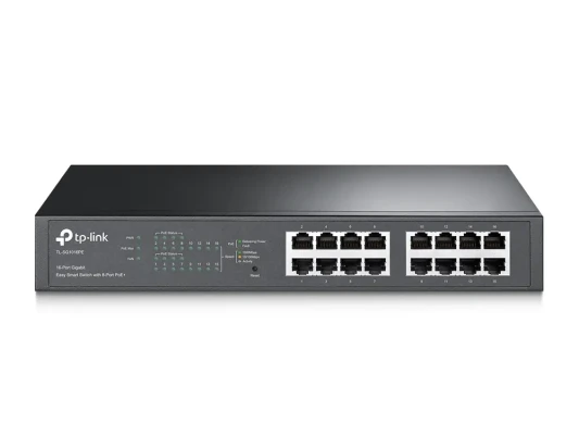 TP-LINK  |  Switch  |  TL-SG1016PE  |  Web Managed  |  Desktop / Rackmountable  |  Gigabit Ethernet (copper) ports quantity 16  |  PoE+ ports quantity 8  |  36 month(s)