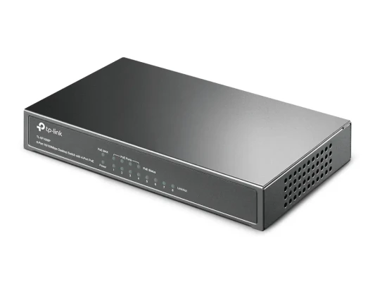 TP-LINK  |  Switch  |  TL-SF1008P  |  Unmanaged  |  Desktop  |  10 / 100 Mbps (RJ-45) ports quantity 8  |  Power over Ethernet (PoE) ports quantity 4  |  Power supply type External  |  36 month(s)