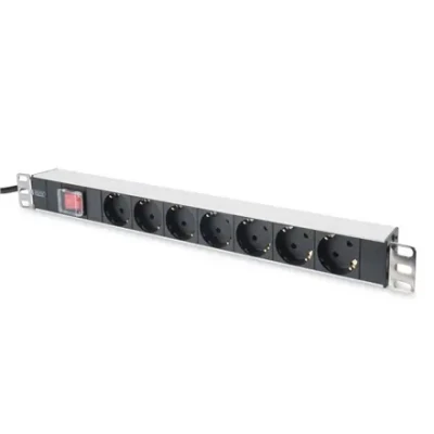 Aluminum outlet strip with switch  |  DN-95402  |  Sockets quantity 7
