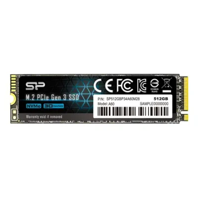 Silicon Power  |  A60  |  512 GB  |  Cietā diska interfeiss M.2 NVME  |  Lasīšanas ātrums 2200 MB / s  |  Rakstīšanas ātrums 1600 MB / s