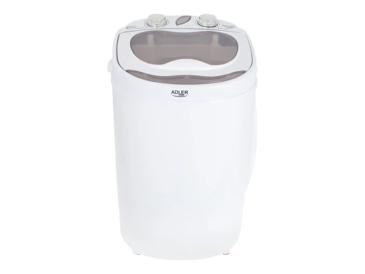 Adler  |  Mini veļas mazgājamā mašīna  |  AD 8055  |  Augšējā ielāde  |  Mazgāšanas jauda 3 kg  |  Dziļums 37 cm  |  Platums 36 cm  |  Balts