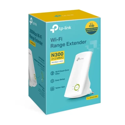 TP-LINK  |  Extender  |  TL-WA854RE  |  802.11n  |  2.4 GHz  |  300 Mbit / s  |  MU-MiMO No  |  no PoE  |  Antenna type 2 Internal Antennas
