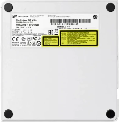 H.L Data Storage  |  Ultra Slim Portable DVD-Writer  |  GP60NS60  |  Interface USB 2.0  |  DVD±R / RW  |  CD read speed 24 x  |  CD write speed 24 x  |  Silver  |  Desktop / Notebook