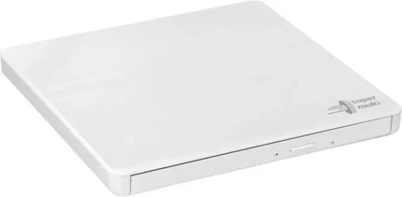 H.L Data Storage  |  Ultra Slim Portable DVD-Writer  |  GP60NW60  |  Interface USB 2.0  |  DVD±R / RW  |  CD read speed 24 x  |  CD write speed 24 x  |  White  |  Desktop / Notebook