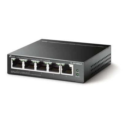 TP-LINK  |  Slēdzis  |  TL-SF1005LP  |  Nevadāms  |  Galda  |  10 / 100 Mbps (RJ-45) portu skaits 5  |  Barošana pa Ethernet (PoE) portu skaits 4  |  Barošanas avota tips Ārējais