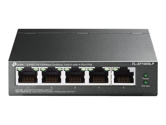 TP-LINK  |  Slēdzis  |  TL-SF1005LP  |  Nevadāms  |  Galda  |  10 / 100 Mbps (RJ-45) portu skaits 5  |  Barošana pa Ethernet (PoE) portu skaits 4  |  Barošanas avota tips Ārējais