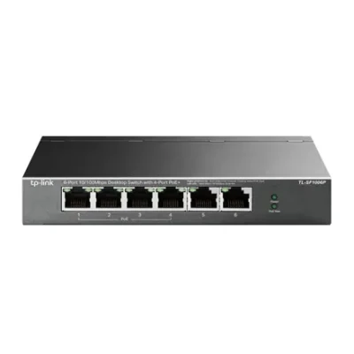 TP-LINK  |  Switch  |  TL-SF1006P  |  Unmanaged  |  Desktop  |  10 / 100 Mbps (RJ-45) ports quantity 6  |  PoE+ ports quantity 4  |  Power supply type External