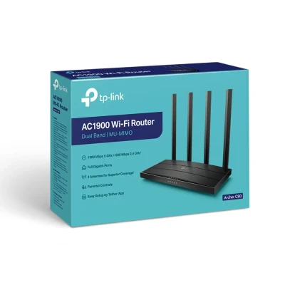 AC1900 Wireless MU-MIMO Wi-Fi 5 Router  |  Archer C80  |  802.11ac  |  1300+600 Mbit / s  |  10 / 100 / 1000 Mbit / s  |  Ethernet LAN (RJ-45) ports 4  |  Mesh Support No  |  MU-MiMO Yes  |  No mobile broadband  |  Antenna type 4xFixed