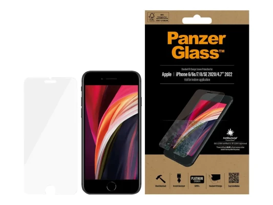 PanzerGlass  |  Screen Protector  |  Apple  |  Iphone 6 / 6s / 7 / 8 / SE (2020)  |  Glass  |  Crystal Clear  |  Clear Screen Protector