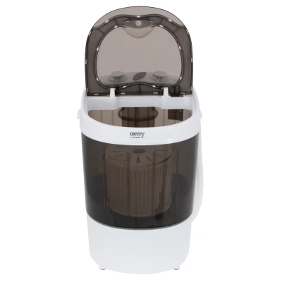 Camry  |  Mini washing machine  |  CR 8054  |  Top loading  |  Washing capacity 3 kg  |  Depth 37 cm  |  Width 36 cm  |  White / Gray
