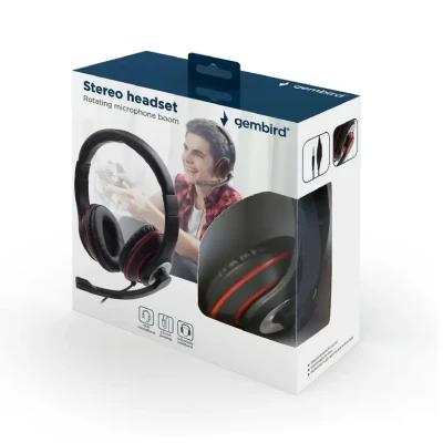 Gembird  |  Stereo headset  |  MHS-03-BKRD  |  On-Ear  |  Built-in microphone  |  3.5 mm