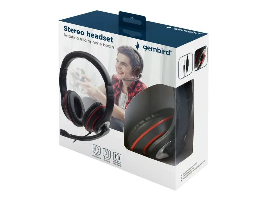 Gembird  |  Stereo headset  |  MHS-03-BKRD  |  On-Ear  |  Built-in microphone  |  3.5 mm