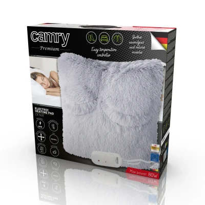 Camry  |  Electirc heating pad  |  CR 7428  |  Number of heating levels 2  |  Number of persons 1  |  Washable  |  Remote control  |  Grey