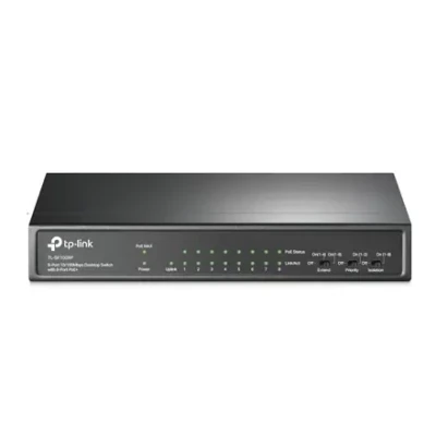 TP-LINK  |  Switch  |  TL-SF1009P  |  Unmanaged  |  Desktop  |  10 / 100 Mbps (RJ-45) ports quantity 9  |  PoE+ ports quantity 8  |  Power supply type External