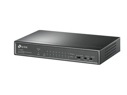TP-LINK  |  Switch  |  TL-SF1009P  |  Unmanaged  |  Desktop  |  10 / 100 Mbps (RJ-45) ports quantity 9  |  PoE+ ports quantity 8  |  Power supply type External