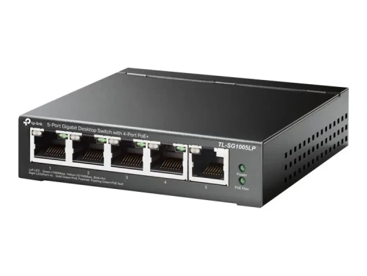 TP-LINK  |  Switch  |  TL-SG1005LP  |  Unmanaged  |  Desktop  |  PoE+ ports quantity 4  |  Power supply type External