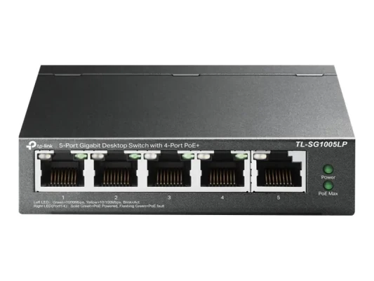 TP-LINK  |  Switch  |  TL-SG1005LP  |  Unmanaged  |  Desktop  |  PoE+ ports quantity 4  |  Power supply type External