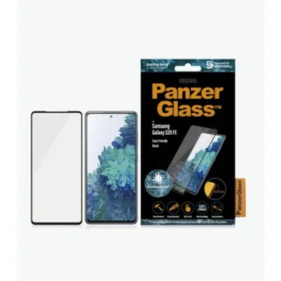 PanzerGlass  |  Samsung  |  Galaxy S20 FE CF  |  Glass  |  Black  |  Works with face recognition and is compatible with the in-screen fingerprint reader; Case Friendly  |  Clear Screen Protector