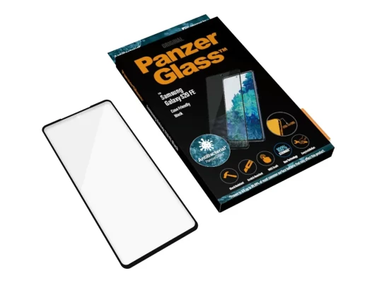 PanzerGlass  |  Samsung  |  Galaxy S20 FE CF  |  Glass  |  Black  |  Works with face recognition and is compatible with the in-screen fingerprint reader; Case Friendly  |  Clear Screen Protector