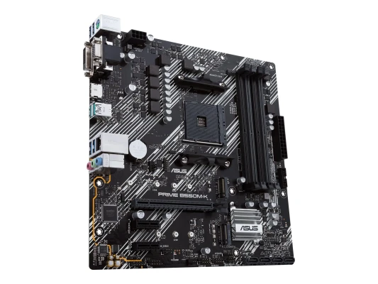 Asus  |  PRIME B550M-K  |  Procesora ģimene AMD  |  Procesora sokets AM4  |  DDR4  |  Atmiņas slots 4  |  Čipsets AMD B  |  Micro ATX