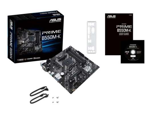 Asus  |  PRIME B550M-K  |  Procesora ģimene AMD  |  Procesora sokets AM4  |  DDR4  |  Atmiņas slots 4  |  Čipsets AMD B  |  Micro ATX
