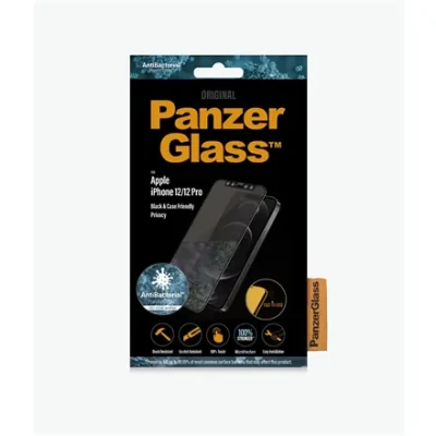 PanzerGlass  |  Apple  |  For iPhone 12 / 12 Pro  |  Glass  |  Black  |  Case Friendly  |  Privacy glass