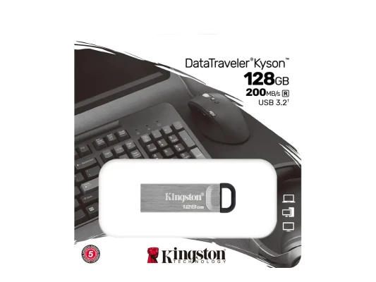 Kingston  |  USB Flash Drive  |  DataTraveler Kyson  |  128 GB  |  USB 3.2 Gen 1  |  Black / Grey