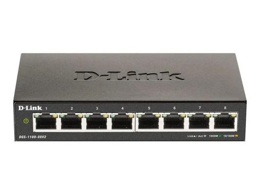 D-Link  |  Умный гигабитный Ethernet коммутатор  |  DGS-1100-08V2  |  Управляемый  |  Настольный  |  Тип источника питания Внешний  |  24 месяца