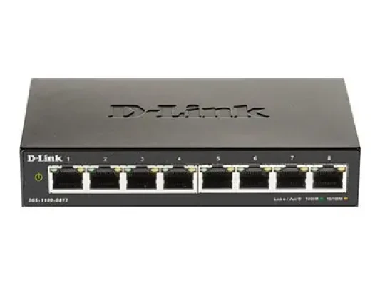 D-Link  |  Умный гигабитный Ethernet коммутатор  |  DGS-1100-08V2  |  Управляемый  |  Настольный  |  Тип источника питания Внешний  |  24 месяца