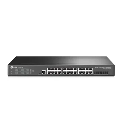 TP-LINK  |  24-Portu 10 / 100 / 1000Mbps Galda Tīkla Slēdzis  |  SG3428X  |  Pārvaldāms L2+  |  Rackmountable  |  SFP+ portu skaits 4  |  Barošanas avota tips Ārējais