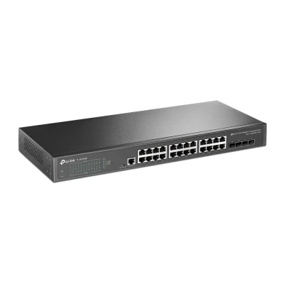 TP-LINK  |  24-Portu 10 / 100 / 1000Mbps Galda Tīkla Slēdzis  |  SG3428X  |  Pārvaldāms L2+  |  Rackmountable  |  SFP+ portu skaits 4  |  Barošanas avota tips Ārējais