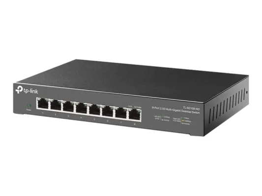 TP-LINK  |  8-портовый настольный коммутатор 2.5G  |  TL-SG108-M2  |  Неуправляемый  |  Настольный  |  Тип источника питания Внешний