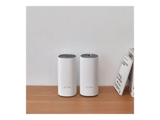 C1200 Whole Home Mesh Wi-Fi System  |  Deco E4 (2-pack)  |  802.11ac  |  867+300 Mbit / s  |  10 / 100 Mbit / s  |  Ethernet LAN (RJ-45) ports 2  |  Mesh Support Yes  |  MU-MiMO Yes  |  No mobile broadband  |  Antenna type 2xInternal