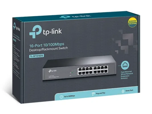 TP-LINK  |  Switch  |  TL-SF1016DS  |  Unmanaged  |  Desktop / Rackmountable  |  10 / 100 Mbps (RJ-45) ports quantity 16  |  Power supply type External