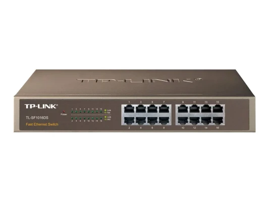 TP-LINK  |  Switch  |  TL-SF1016DS  |  Unmanaged  |  Desktop / Rackmountable  |  10 / 100 Mbps (RJ-45) ports quantity 16  |  Power supply type External