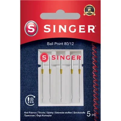 Singer  |  Ball Point Needle 80 / 12 5PK for Knit Fabrics